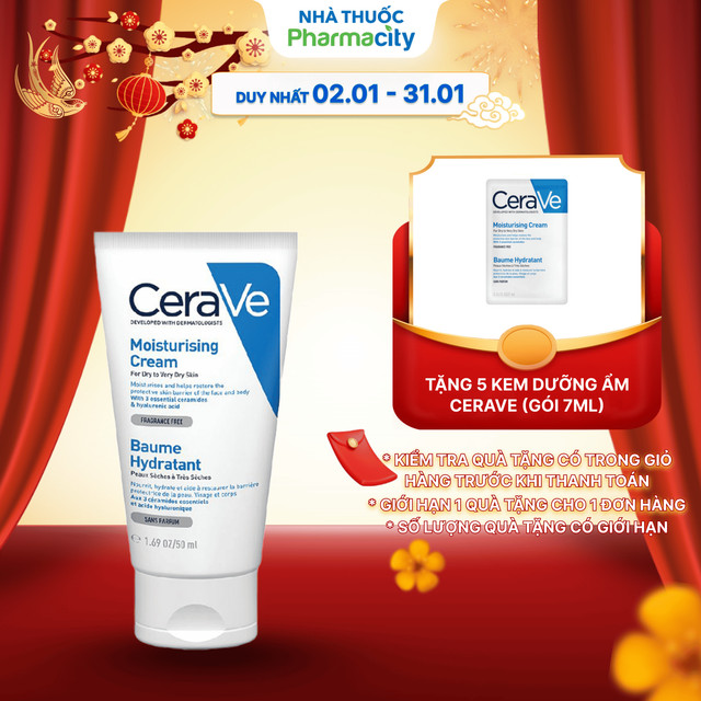 Kem dưỡng ẩm CERAVE Moisturising Cream dành cho da khô (Tuýp 50ml)