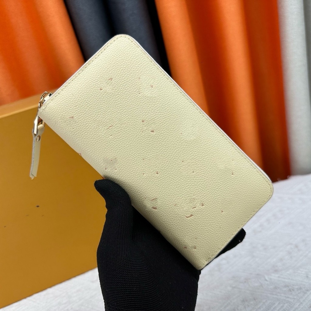 L* Classic Wallet Two-tone Leather Wallet Zipper Wallet with Four Credit Card Slots Large Capacity