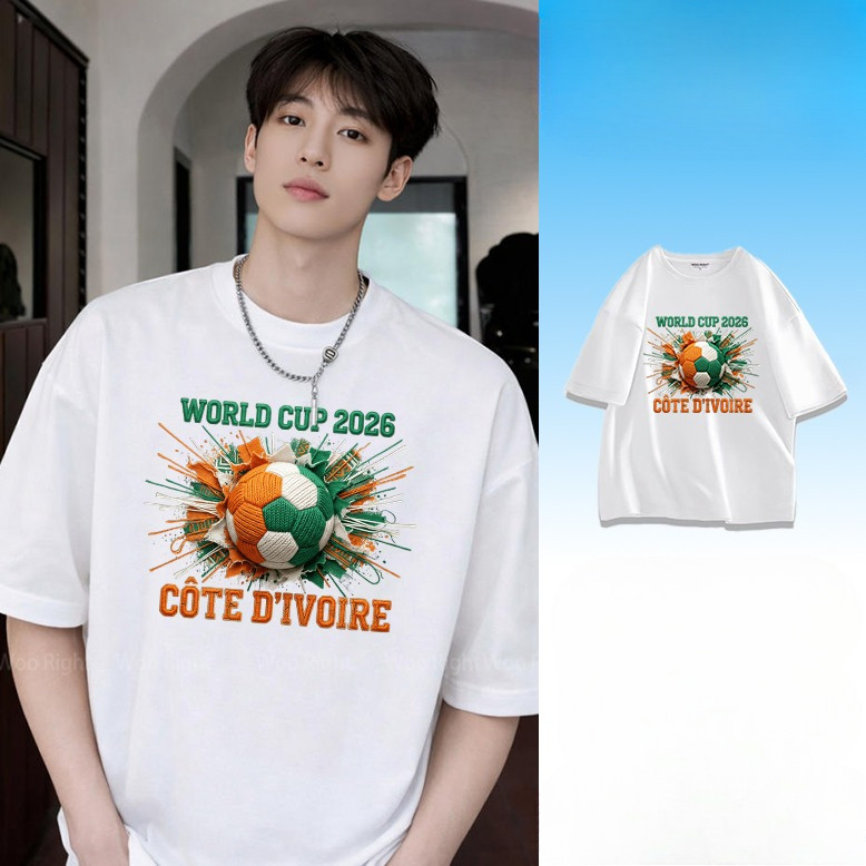 COD (Giao hàng trong 24 giờ)MIEMIEÁo thun rộng chủ đề Đội tuyển quốc gia Côte d'Ivoire World Cup 202