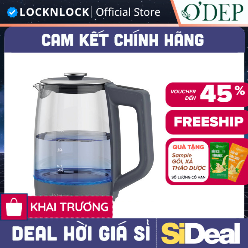 Ấm đun siêu tốc 5 mức nhiệt LocknLock Smart Glow Glass Electric Kettle 1.7L EJK276GRY - SIDEAL SIL