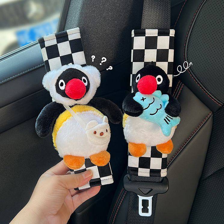 Car Safety Belt Shoulder Pad Cover Plush Penguin Doll Anti-Strangulation Protective Case Cartoon Cou