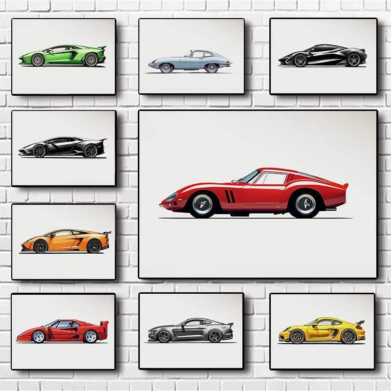 Sports Car Supercar Fashion Automobile Minimalist Wall Art Pictures Poster No Frame Canvas Painting 
