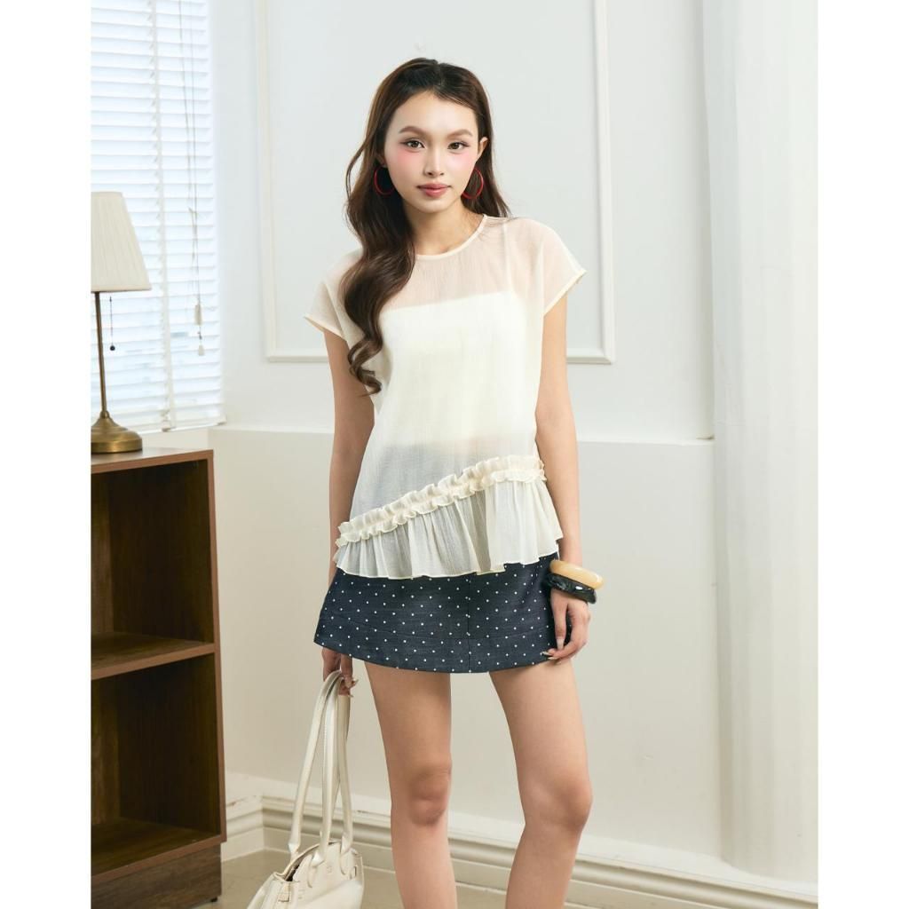 Chân váy ngắn nữ dáng chữ A lưng cao THE C.I.U, váy chấm bi dáng A basic dễ phối – Pental Skirt