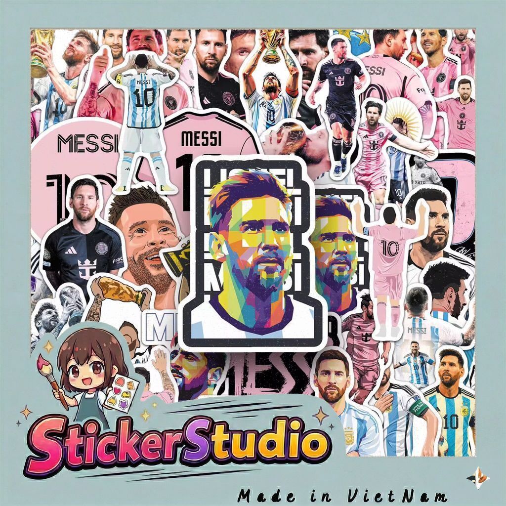 sticker cầu thủ đá banh messi