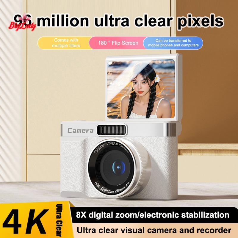 Máy ảnh kỹ thuật số SHNGki CCD Travel 180°Màn Hình Lật Selfie Camara 96MP Tự Động Lấy Nét 8X Zoom En