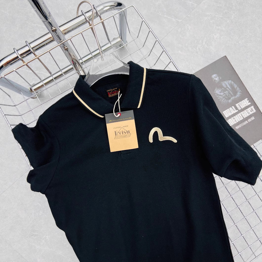 EVISU polo ngắn tay mới cho mùa hè, phong cách hiện đại, phù hợp nam và nữ