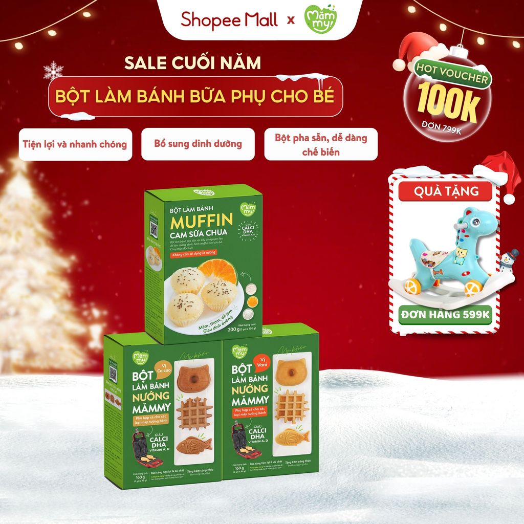 [T1/2026] Bột làm bánh Mămmy làm bữa phụ cho bé với 5 phút, bổ sung vitamin và dinh dưỡng cho bé