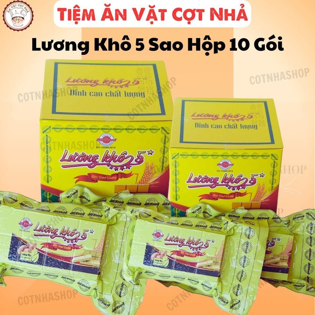 Lương khô 5 sao [FREESHIP] Hộp 10 thanh lương khô 5 sao Hải Châu 700g ăn vặt snack food