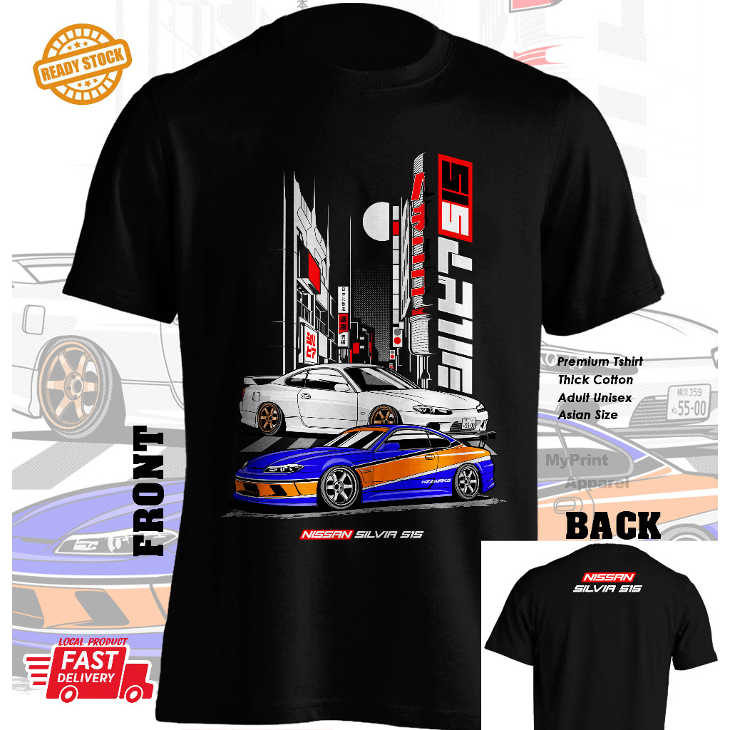 Áo thun Cotton ô tô Nissan Silvia S15 Jdm Drift Racing