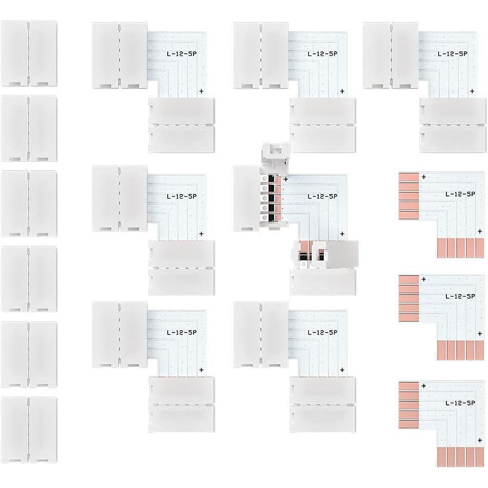 BTF-LIGHTING 5 Pin SMD 5050 RGBW Đầu nối góc 12mm Dải rộng Góc phải Hình chữ L Bộ chia nhanh không h
