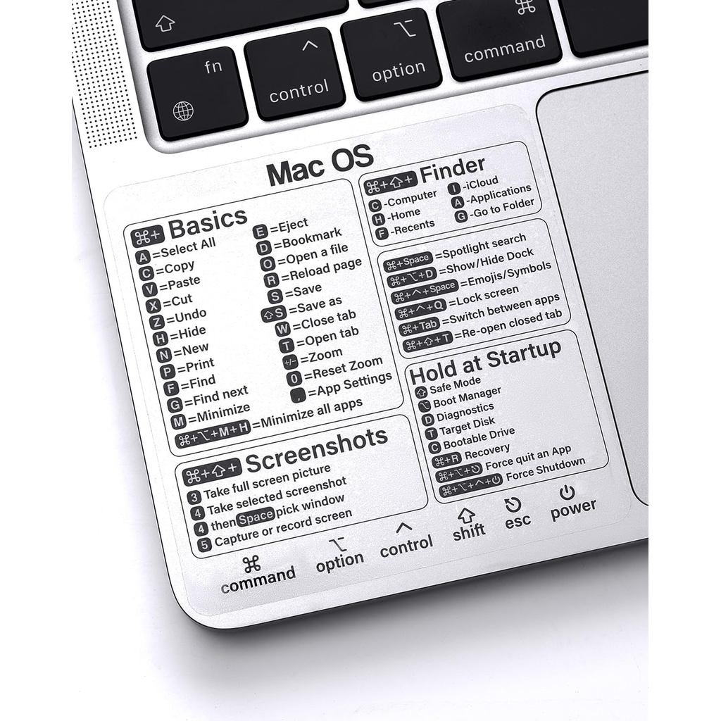 2 Gói Mac OS Phím Tắt Miếng Dán 2025, Bàn Phím Phím Phím Ngắn Dán Phụ Kiện Cho MacBook Pro / Air, M1