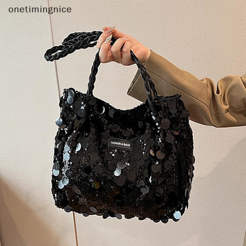 Onetimingnice Lấp Lánh Kim Sa Lấp Lánh Túi Tote Dung Tích Lớn 2025 Dây Kéo Nữ Mới Đóng Túi Đeo Vai T