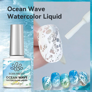 BORN PRETTY Bong Bóng Sóng Đại Dương Sơn Móng Tay Ren Trắng Rỗng Màu Gradient Sơn Móng Tay Gel Varnish Mùa Hè Nail Poke Varnish 10ml