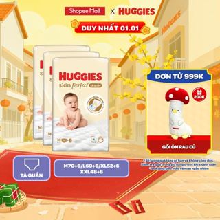  Combo 3 gói Tã  Bỉm quần Huggies Skin Perfect M L XL XXL Super Jumbo với 2 vùng thấm 