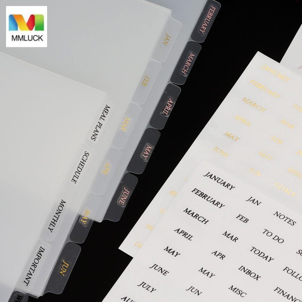 MMLUCK Binder Index Dividers Trang tách trong suốt cho máy tính xách tay A5 / A6 PVC Notebook Sticke