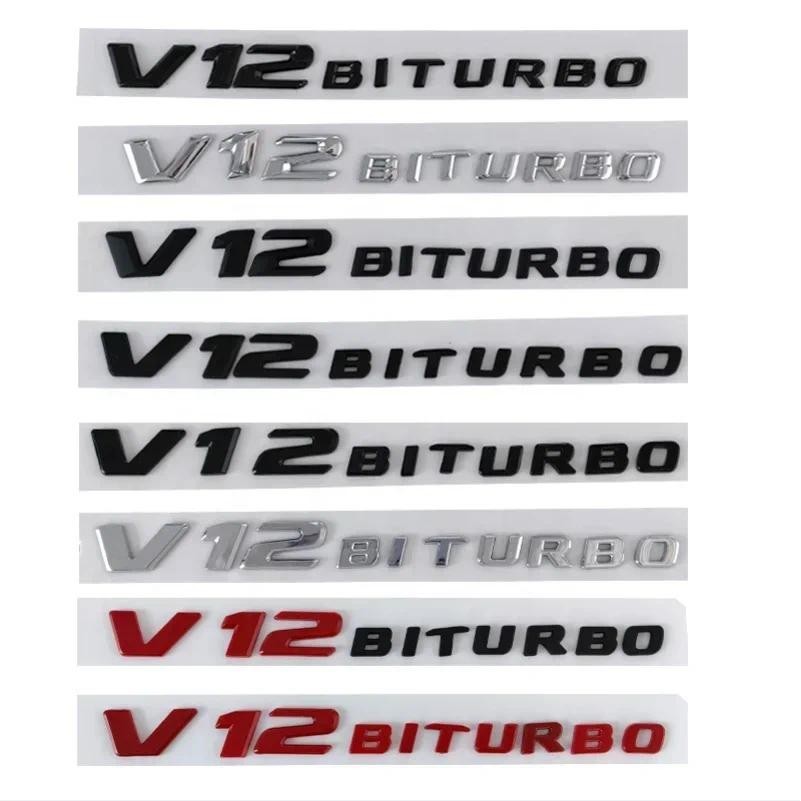 3D ABS V12 BITURBO Xe Lettre Bên Fender Biểu Tượng Cho Xe Mercedes S65 G65 SL65 AMG W222 W221 R230 R