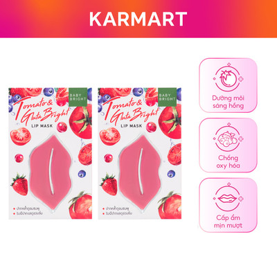 Combo 2 Mặt Nạ Môi Baby Bright Tomato & Gluta Bright Lip Mask Dưỡng Ẩm, Làm Hồng Môi Tự Nhiên 10g