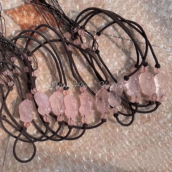 dây chuyền titan nữ dây chuyền Bộ Pixiu Vòng Cổ Yan Jiu Obsidian Màu Mắt - Dây Chuyền Nam Đỏ & Nữ Xư