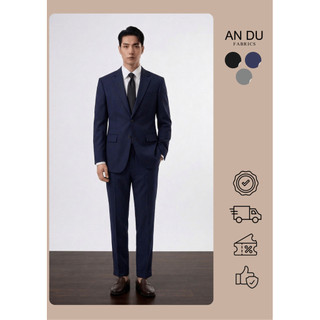 [AN DU] Bộ Suit Nam Cao Cấp Xanh Đen 2 Hàng Khuy - Comple Lịch Lãm Vải Chống Nhăn Thoáng Mát