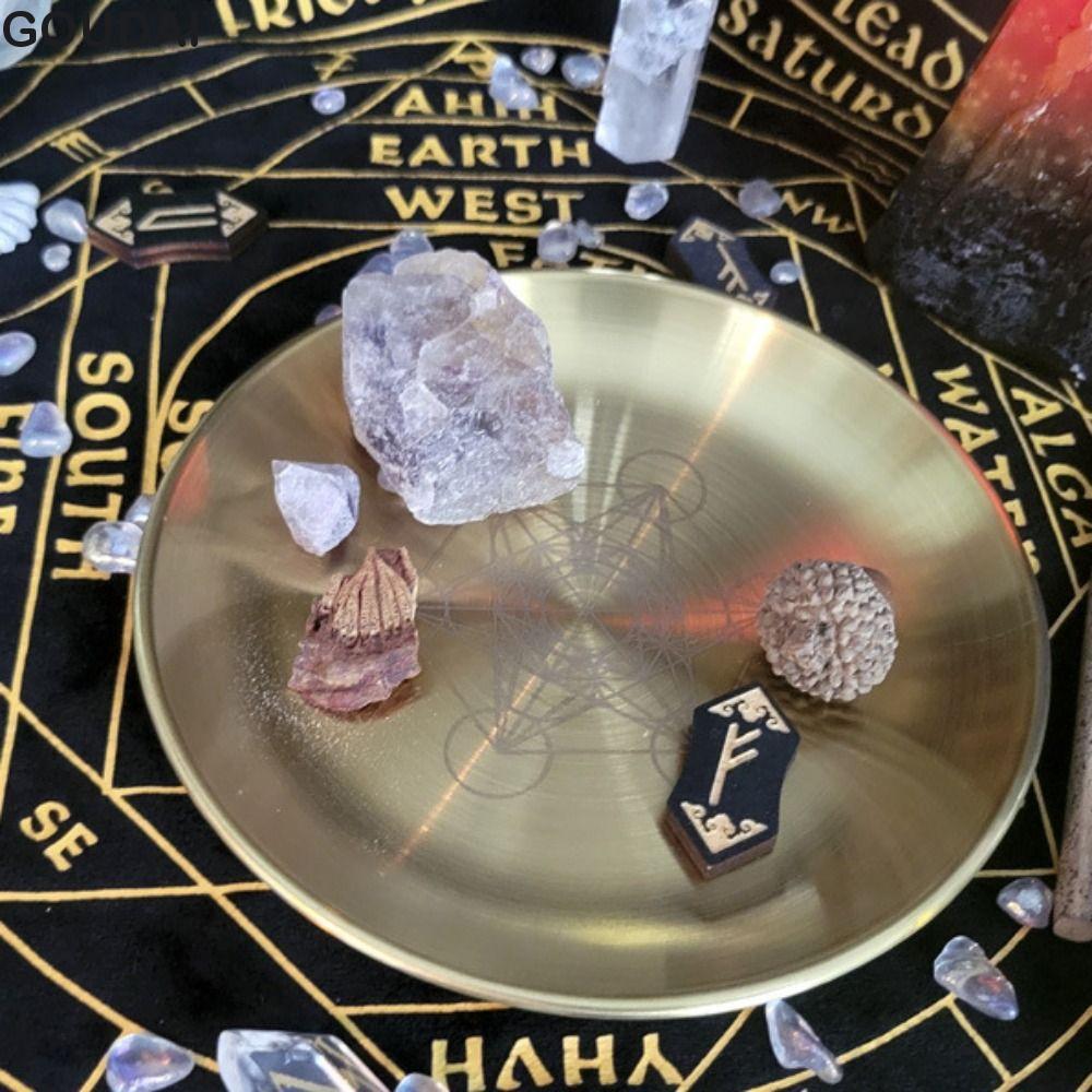 GOUDAI Burning Flat Bowl, Đĩa giữ nghi lễ bằng thép không gỉ 14cm, Cung cấp nghi lễ Pentagram đa năn