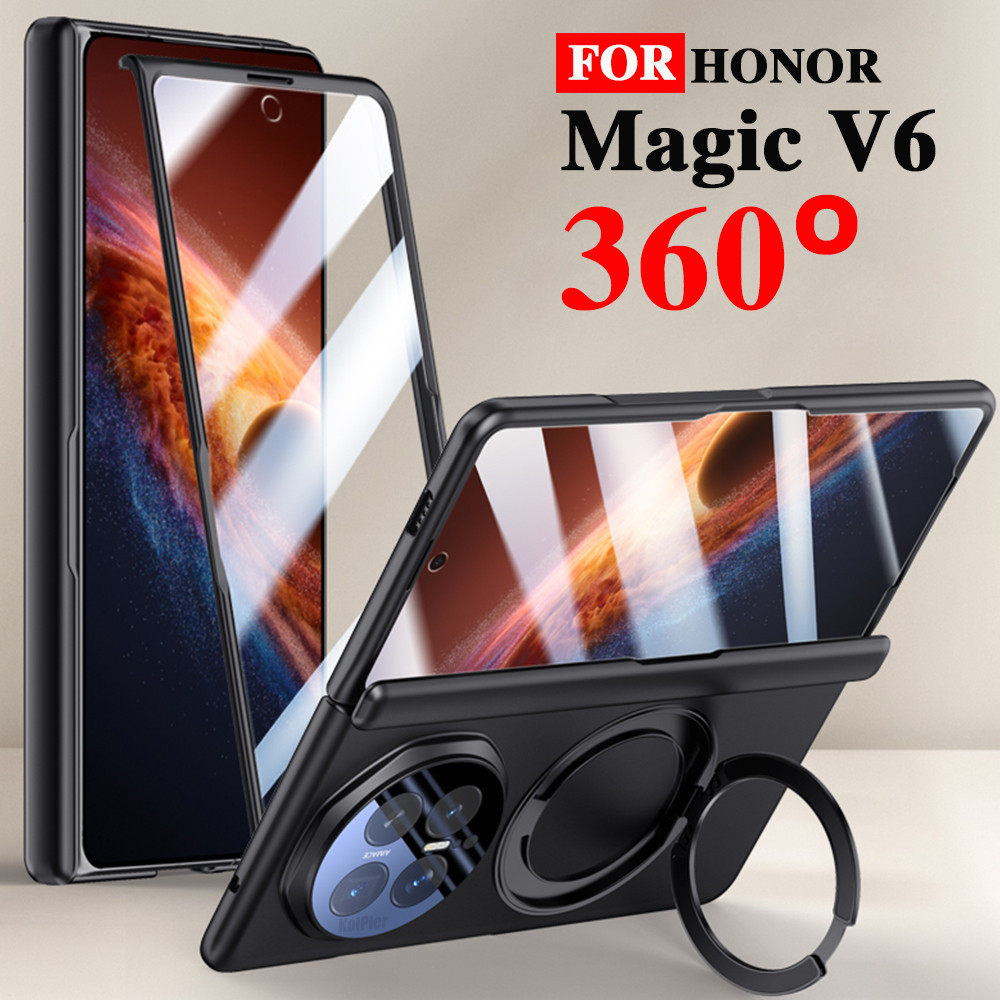 Mimi Luxury Holder Matte Case Cho HONOR Magic V6 5G Phim Kính Từ Tính Bảo Vệ Chống Vân Tay Cứng Thân