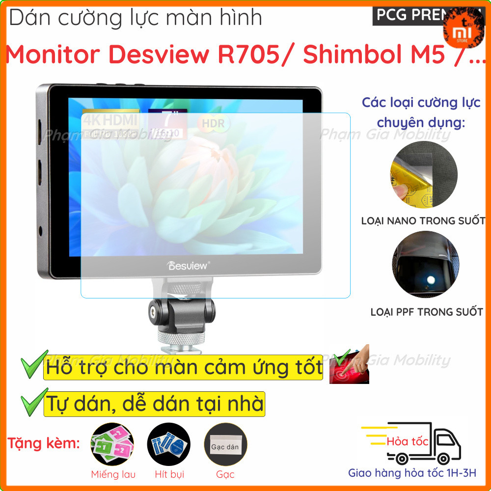 Dán cường lực cho màn hình phụ máy ảnh Monitor Desview R705 A7 A5 R5II Shimbol M5 5 7 inch Monitor O