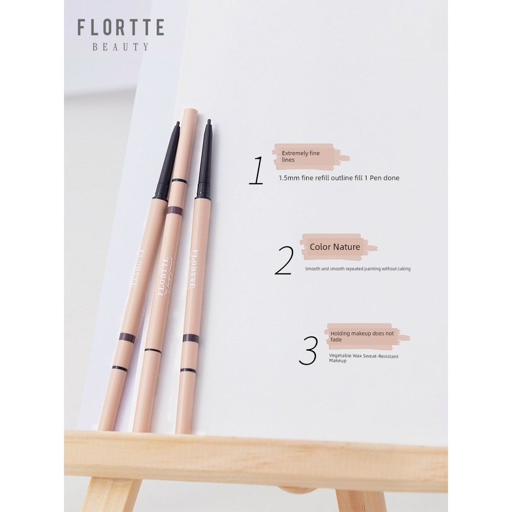 kẻ lông mày chì kẻ mày FLORTTE FLORTTE Bút chì kẻ mày siêu mịn hai đầu Bột lông mày chống thấm nước 