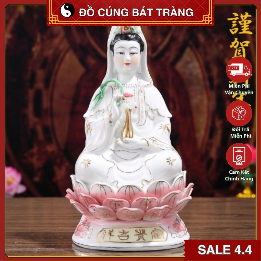 Tượng Phật Quan Âm Bồ Tát Ngồi Bằng Sứ Cao Cấp, Tượng Bà Quan Thế Âm Thờ Cúng Gia Tiên, Để Bàn Làm V