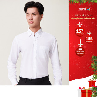  Áo sơ mi nam trắng dài tay May 10 màu AT049 dáng suông 