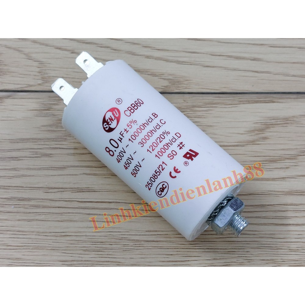 Tụ máy sấy,máy giặt 8UF 450V mới 