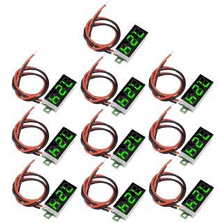 Diymore 10 Chiếc Mini Đồng Hồ Đo Điện Áp Kỹ Thuật Số DC 2.5 ~ 30V 0.28 "2 Dây Kỹ Thuật Số Vôn Kế Máy Đo Máy Đo Đèn LED Xanh Bảng Hiển Thị Gắn Xe Máy Màn Hình Pin Led