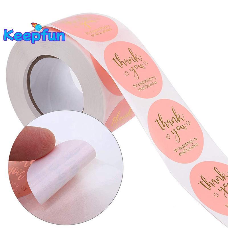 [Keepfun] 500pcs Thank You Round Sticker Scrapbook Letter Handmade Stickers Seal Labels Stickers Wed