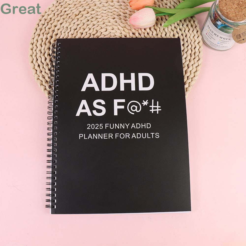 GREAT 2025 Funny ADHD Planner, Quà tặng hàng tháng ADHD Planner 2025, Lịch gia đình 12 tháng được cá