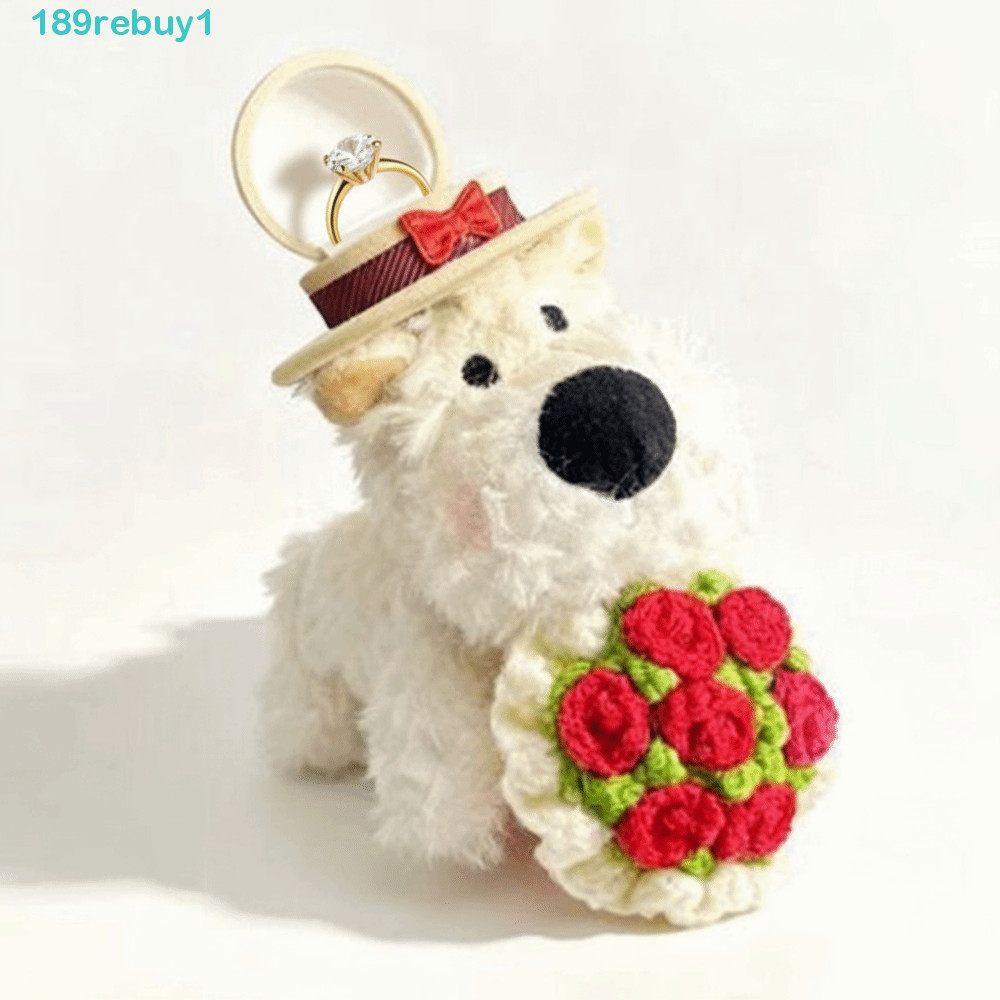 REBUY1 Hộp Nhẫn Bó Hoa Chó Con Sang Trọng, Hộp Đựng Nhẫn Búp Bê Nhồi Bông Trưng Bày Nhẫn Cưới, Hộp Đ