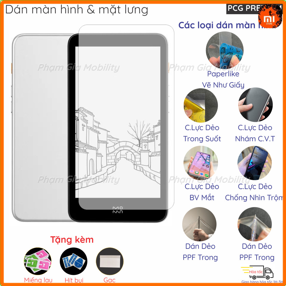 Dán màn hình máy đọc sách Xiaomi Moaan Inkpalm 5 Pro/ Mix 7/ Plus Mini Gen 3 loại Paperlike, nano dẻ