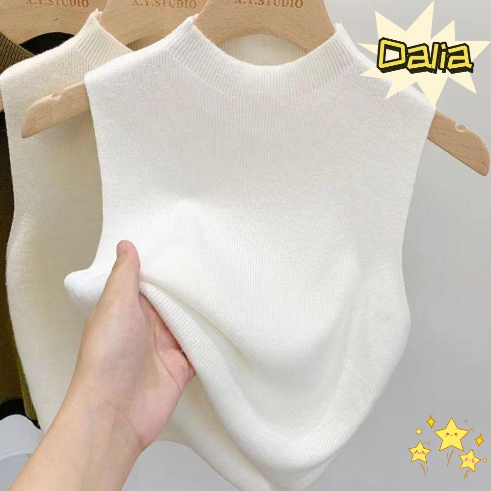 Áo len dệt kim DALIA không tay, dáng crop top màu trơn thanh lịch