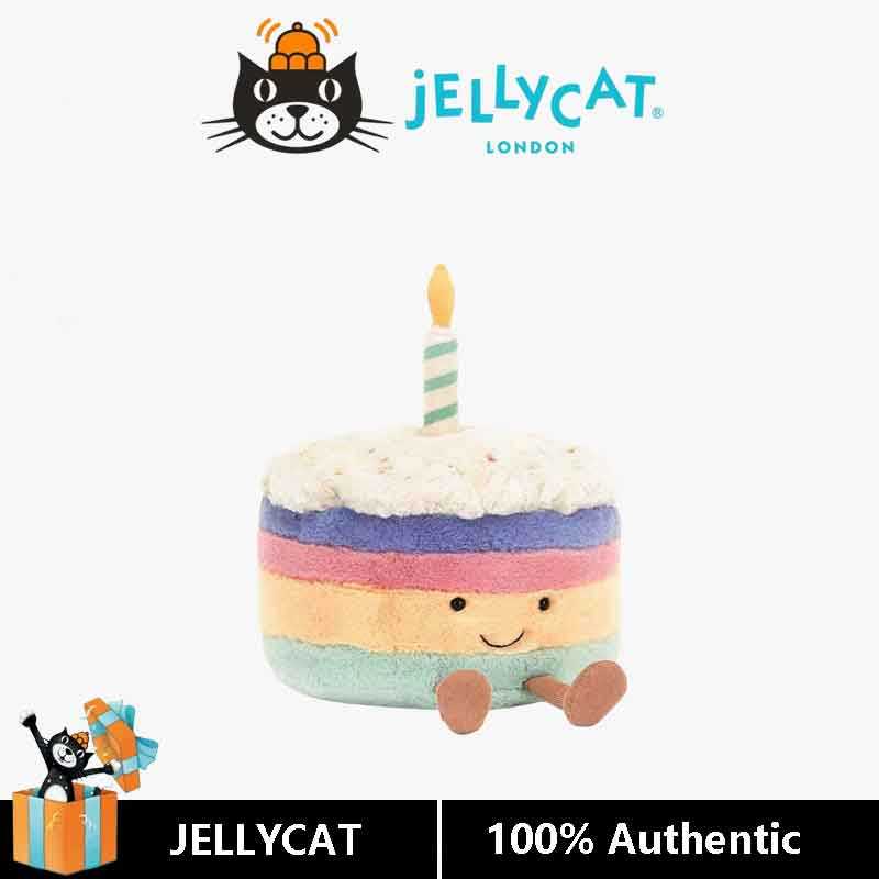 Đồ chơi nhồi bông bánh sinh nhật cầu vồng JELLYCAT Anh Quốc, búp bê bạn đồng hành an ủi, quà sinh nh