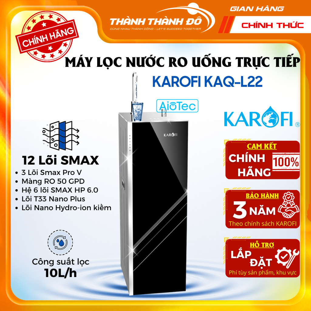[Có lắp toàn quốc] Máy Lọc Nước RO Mỹ 12 lõi KAROFI KAQ-L22 - Giám sát từ xa bằng smartphone - Bảo H