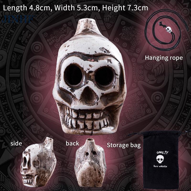 JINHF Oril Aztec Death Còi To La hét Aztec Death Còi Mới Lạ Skeleton Còi Halloween Dự Tiệc Cung Cấp 