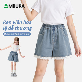 MIIUKA quần jean bé gái dáng ngắn phối ren phong cách xinh xắn mặc mùa hè (LSNZDK)