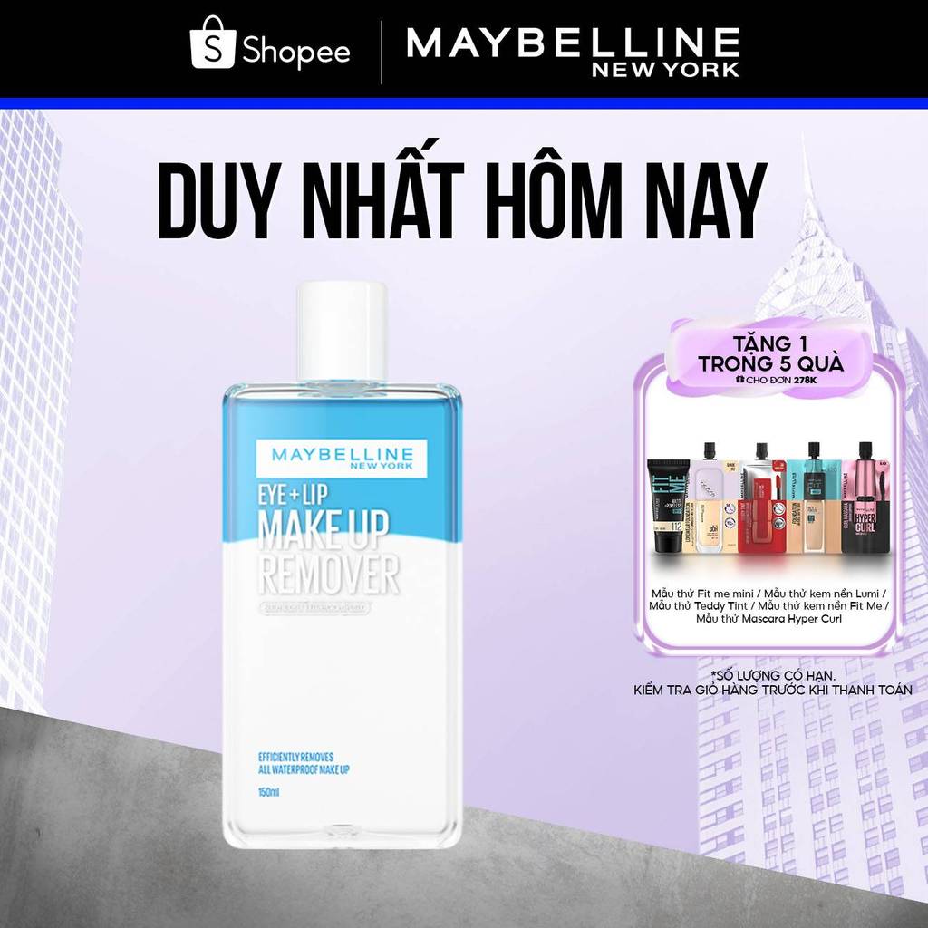 Nước tẩy trang mắt và môi Maybelline New York Eye & Lip Makeup Remover 150ml | BigBuy360 - bigbuy360.vn