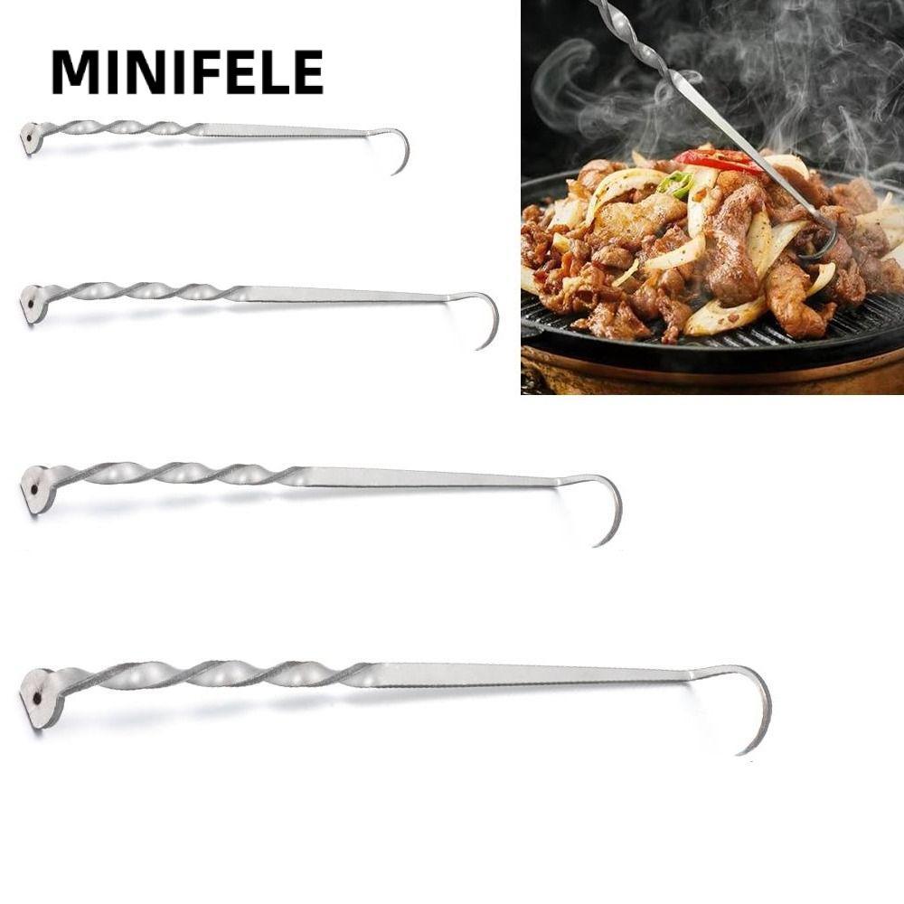MINIFELE BBQ Thực Phẩm Flipper, Nấu Nướng Ngoài Trời Cắm Trại Nấu Ăn Móc Thịt Flipper, Thép Không Gỉ