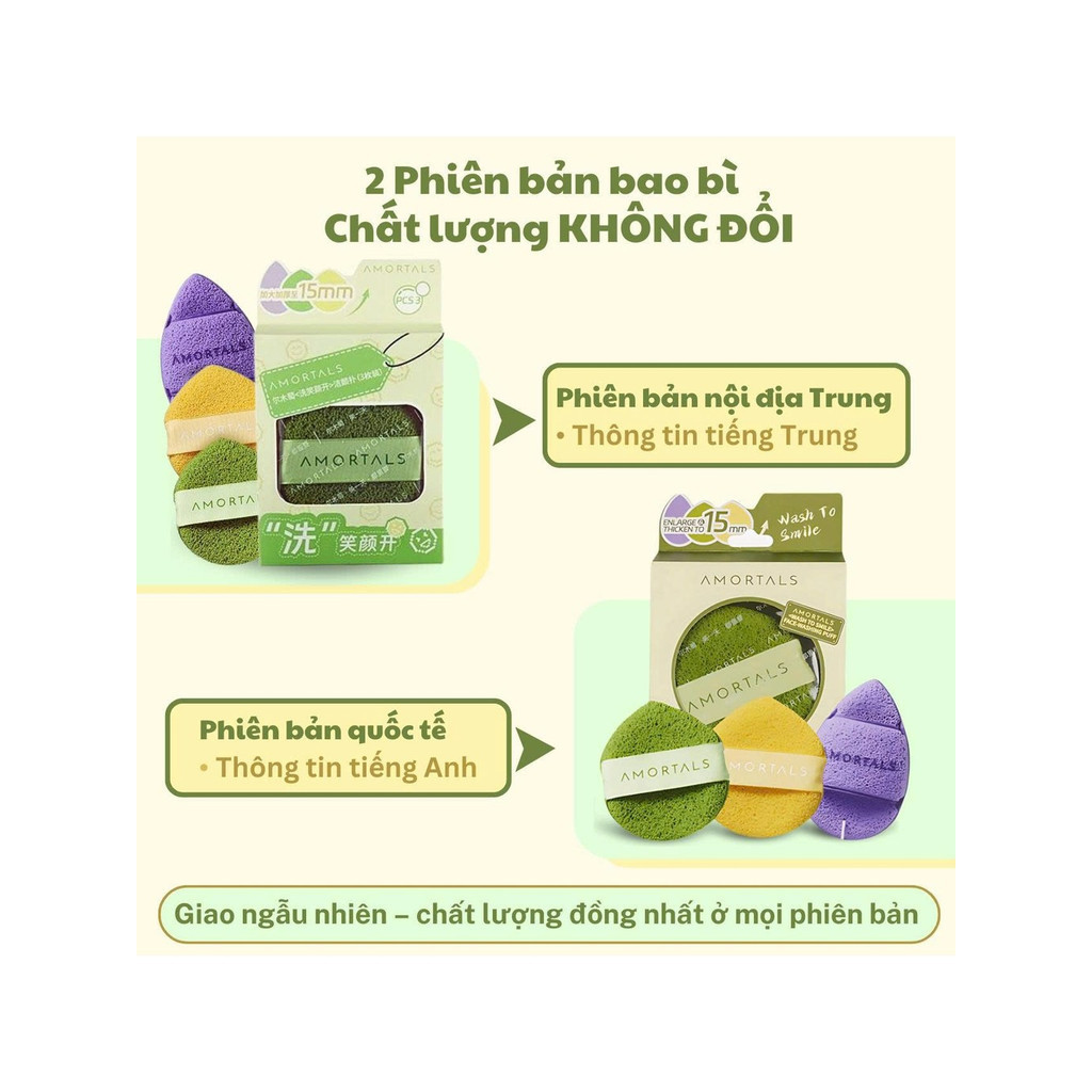 [AMORTALS] Bông Mút Rửa Mặt Bọt Biển AMORTALS Chính Hãng Hình Giọt Nước Làm Sạch Da Mặt