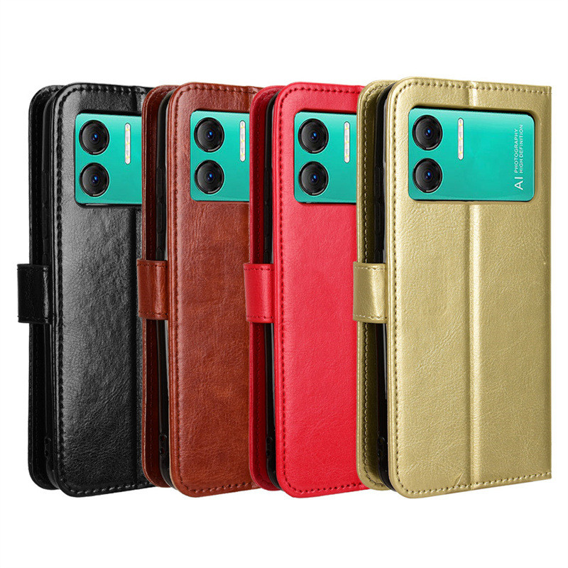 Thích hợp cho Doug X98 Vỏ Điện Thoại Doogee X98 Pro Vỏ Da Điện Thoại Flip Crazy Horse Họa Tiết Thẻ D