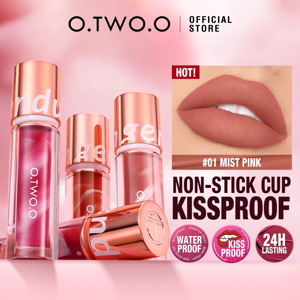 O.TWO.O Red Lollipop Liquid Lipstick Light Mist Velvet Matte Lip Gloss Dual-Sử dụng môi Cheek lâu tr