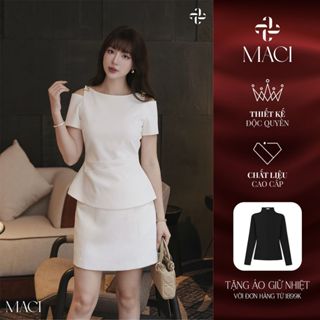  Set Peplum Xếp Ly Eo Khuy Vàng và Chân Váy Chữ A Dáng Ngắn Có Lót Quần MACI by MKC Thời Trang Nữ Thiết Kế Độc Quyền 