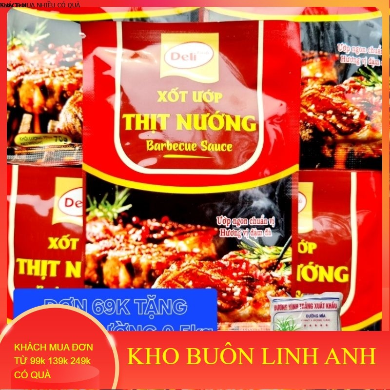 Xốt Ướp Thịt Nướng Deli Foods BBQ Hàn Quốc 70gr cho 500gr thịt. BBQ barbeque Korean Sauce 80gr for 5