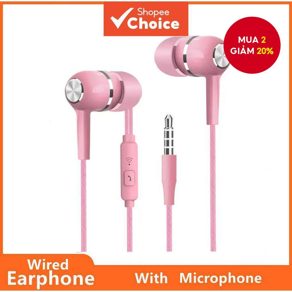 Tai nghe có dây Jack thể thao 3,5 mm có micrô tích hợp Nút tai thoải mái để sử dụng hàng ngày