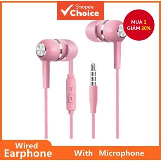 Tai nghe có dây Jack thể thao 3,5 mm có micrô tích hợp Nút tai thoải mái để sử dụng hàng ngày