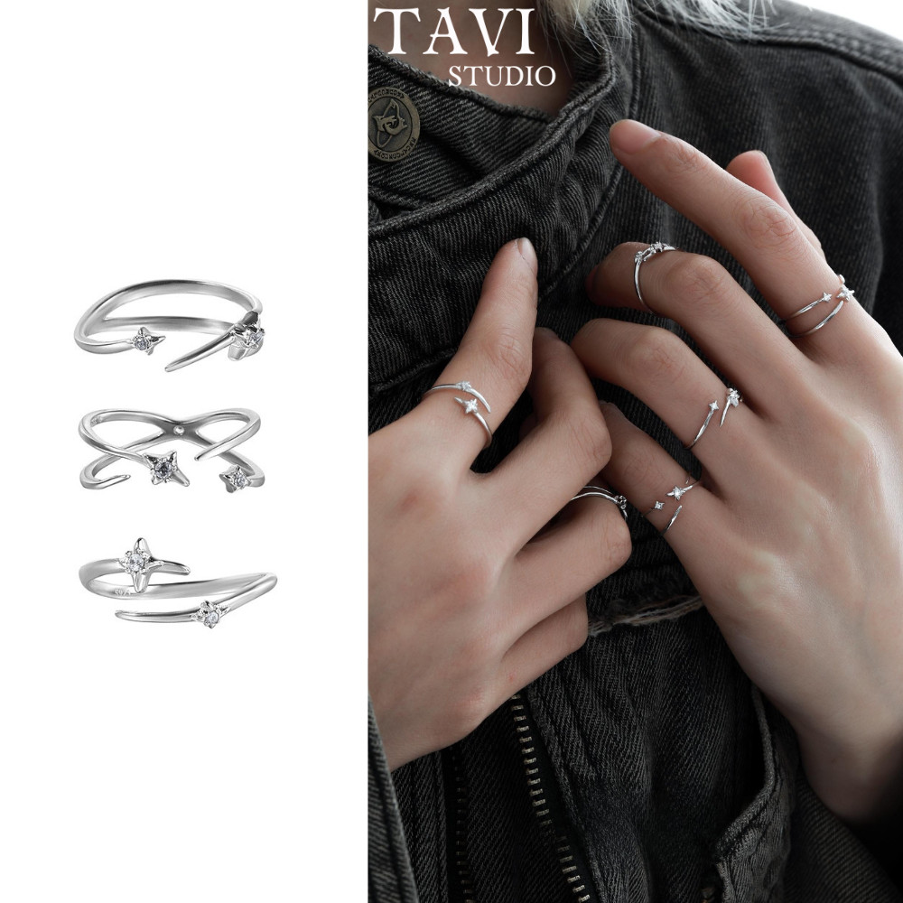 Nhẫn Nam Nữ Inter Belt – Nhẫn Mạ Bạc Hở Đính Đá Zircon Thời Trang Unisex Thiết Kế Tối Giản Tavi Studio